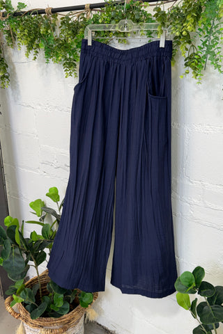 Atkins Pants Navy by Umgee Pants Umgee