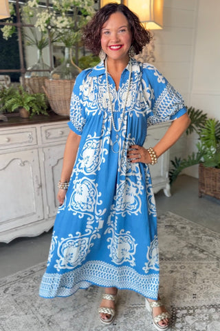 Distinction Long Dress French Blue Dresses Gigio