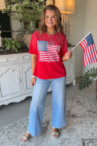 American Spirit Top Red by Jodifl RESTOCK Coming Shirts & Tops Jodifl