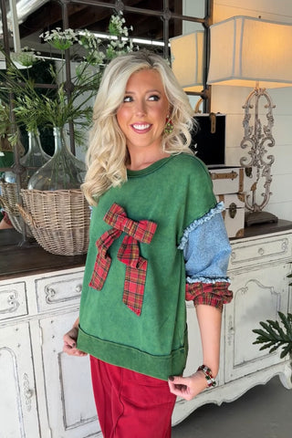 Bow Season Top Green Shirts & Tops Sage+Fig