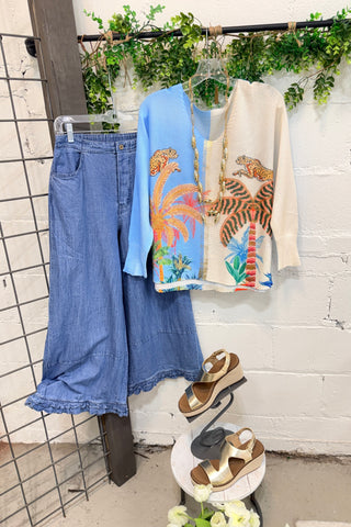 Crossings Sweater Ivory/Blue Sweater OHLALA