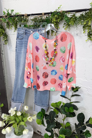 On the Dot Sweater Pink OHLALA