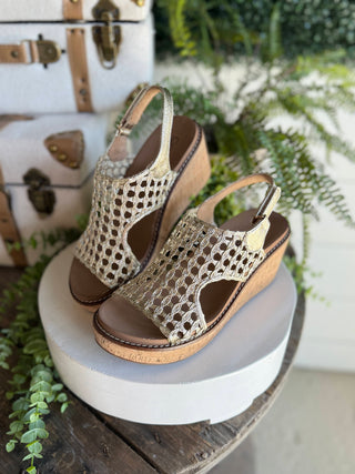 Carley Wedge Gold Woven 2 by Corky’s Sandal Corky's Boutique