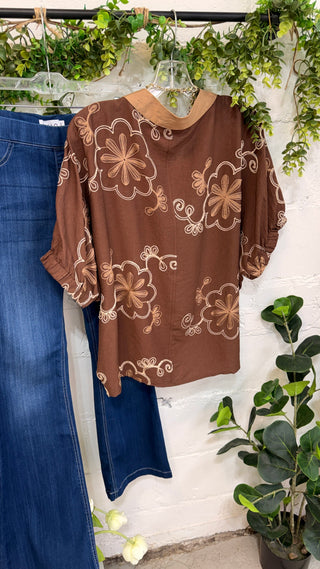 Saraland Top Brown by Umgee Shirts & Tops Umgee