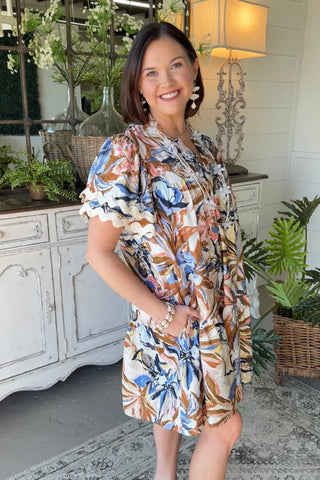 Suave Dress Taupe/Blue Dresses Oddi