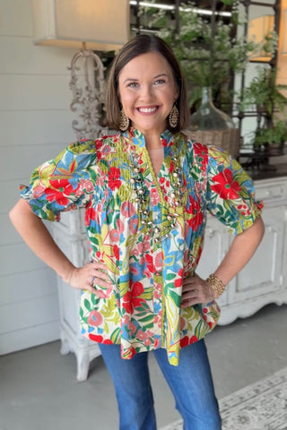Cammie Top Cream Mix by Umgee Shirts & Tops Umgee