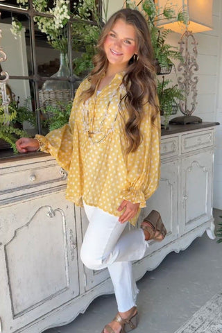 Polka Dance Top Lt Blue Shirts & Tops Miss Carla