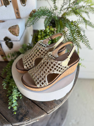 Carley Wedge Gold Woven 2 by Corky’s Sandal Corky's Boutique