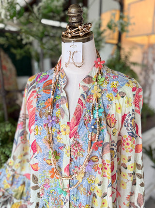 Eye Candy Tunic Cream Multi by POL Clothing Shirts & Tops Pol Clothing
