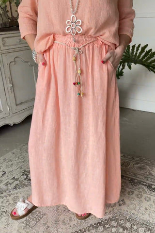 Bernice Linen Skirt Peach Skirt Sole Luna