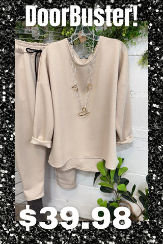 Gallery Pant Set Beige Top & Pant Set D Style