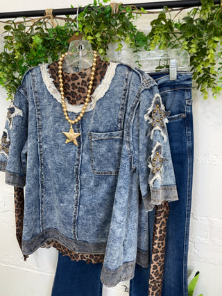 Annabeth Top Denim by POL Shirts & Tops Pol Clothing