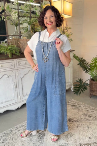 Tasha Romper Denim by Easel Romper Easel