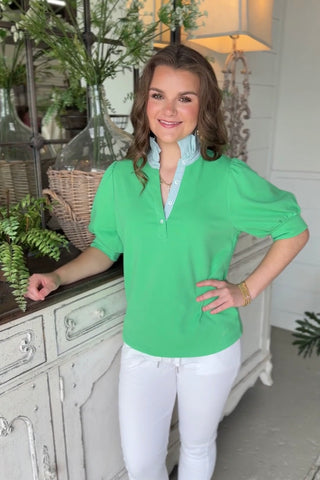 Natasha Top Apple Green by Umgee Shirts & Tops Umgee