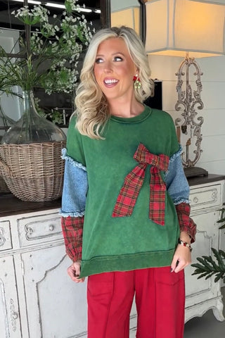 Bow Season Top Green Shirts & Tops Sage+Fig