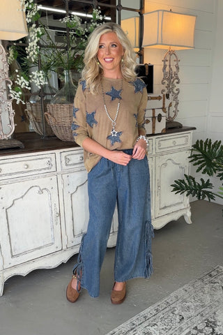Star Swept Top Brown Shirts & Tops Sage+Fig