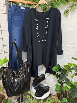 Amaya Black Shirts & Tops EZ