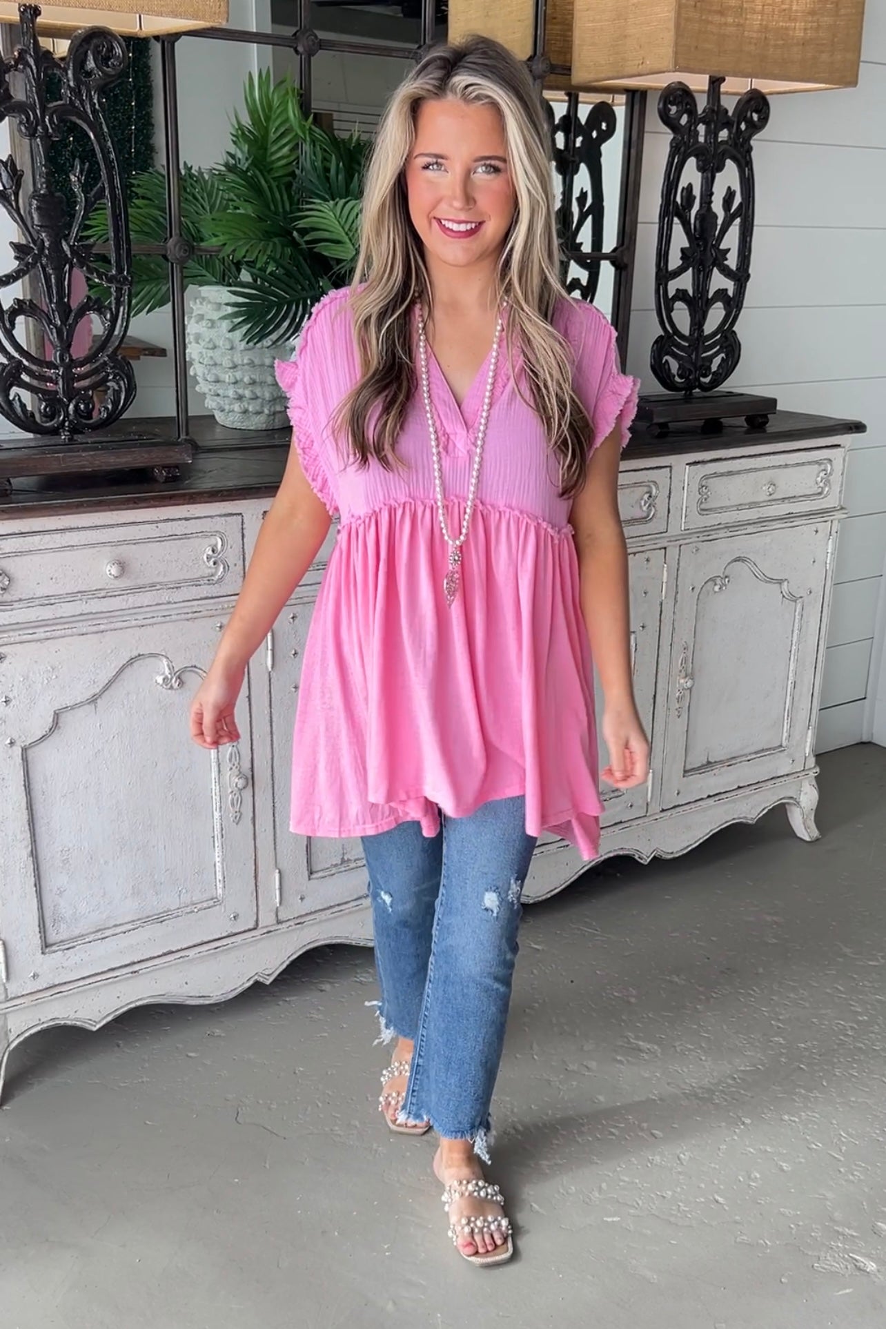 Fannie Tunic  Umgee S Bubble Pink 