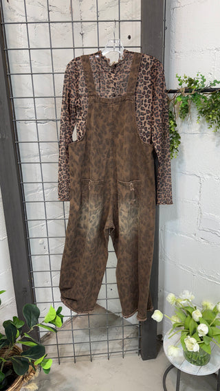 Tracked Overalls Brown by Easel