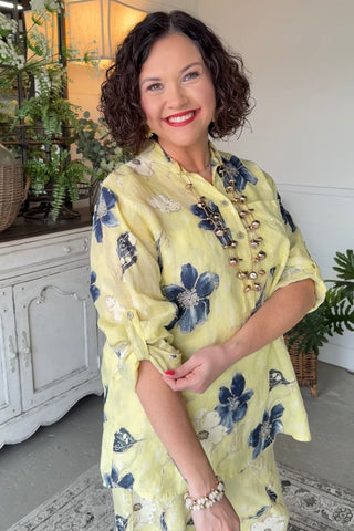 Oceanside Linen Top Yellow Top S F Moda