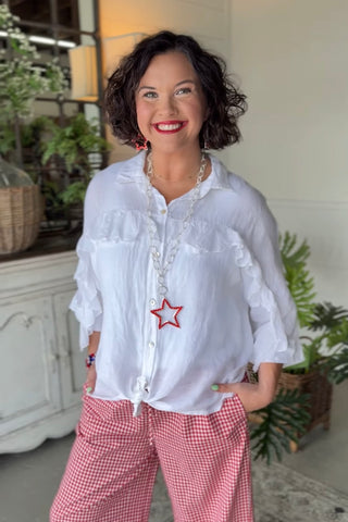 Linda Linen Top White