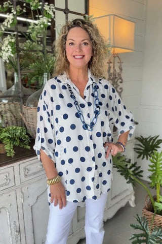 Connection Top White/Lt Blue Shirts & Tops D Style