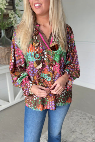 Harvest Garden Brown Mix by Umgee Shirts & Tops Umgee