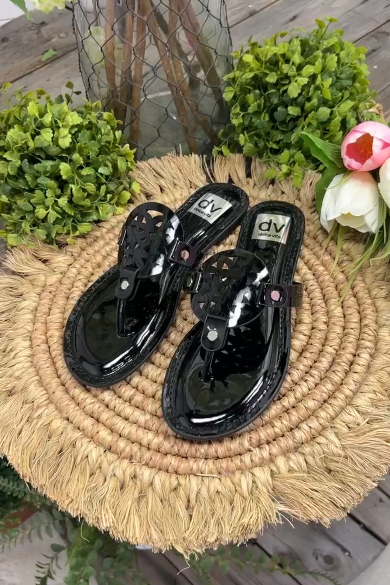 Gotie Black Patent Sandals  DV By Dolce Vita   