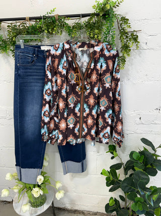 Kaylene Top Brown by Umgee Shirts & Tops Umgee