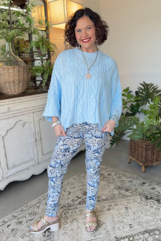 Pretty Print Pants Pebble Blue Pants YOLLY