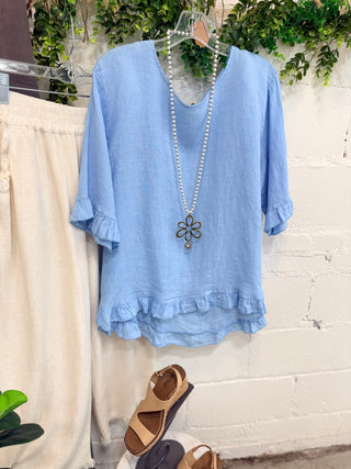 Joyce Linen Top Dk Taupe Shirts & Tops Prospero