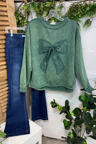 Neat Bow Green Shirts & Tops Sage & Fig
