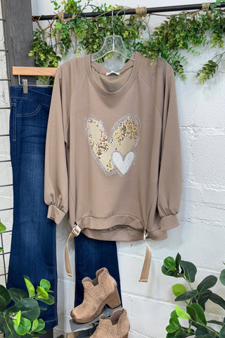 Double Love Taupe Shirts & Tops EZ