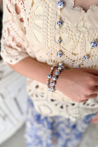 Patsy Bracelet Set Blue Floral Bracelets Chic Cool