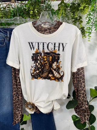 Witchy Boots Blingy Tee Natural T Shirt The Crystal Ranch