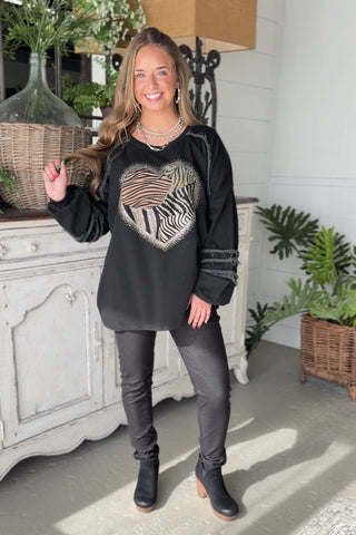 Heartfelt Black Shirts & Tops EZ