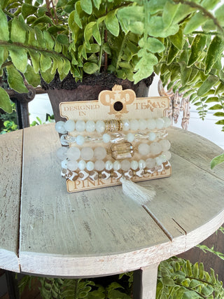 Monaco Bracelet Set White by Pink Panache Bracelets Pink Panache