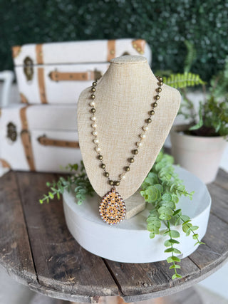 Bebee Necklace Pearl/Bronze by Pink Panache Necklaces Pink Panache