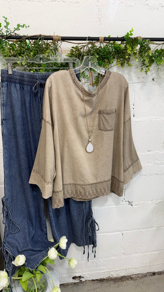 Denisha Top Taupe Shirts & Tops MuMu