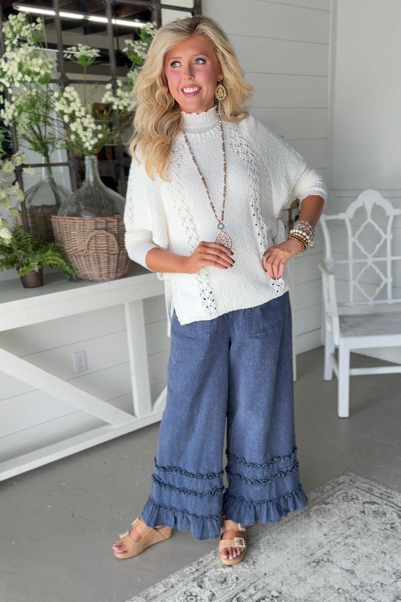 Frilled Ruffle Pants Denim – carol's boutique