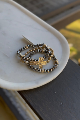 Pure Joy Cross Bracelet Hematite Bracelets SM Style