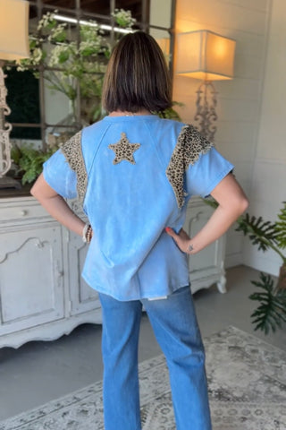 Star of the Jungle Top Sky Blue Shirts & Tops Sage+Fig