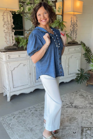 Simple Life Top Denim by Easel Shirts & Tops Easel