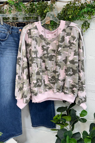 Loreen Sweatshirt Blush/Lt Olive by Bibi