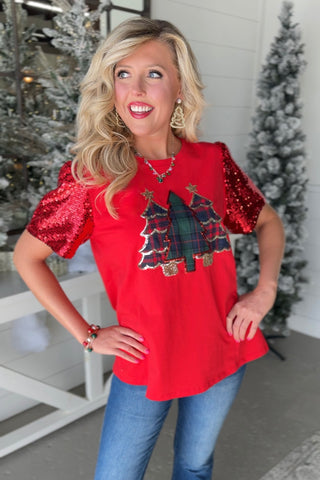 Tri Tree Top Red Shirts & Tops Southern Grace/Grace+Emma