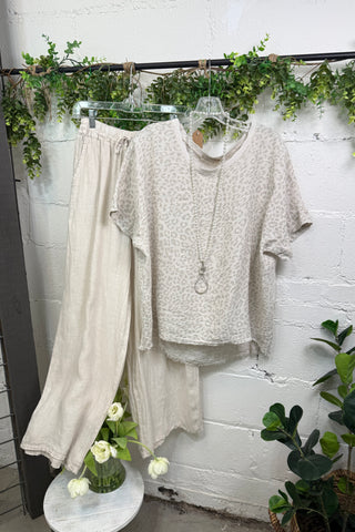Cool Cat Linen Top Beige Shirts & Tops Miss Carla