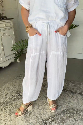 Hey Girl Linen Pants White Pants Miss Coco