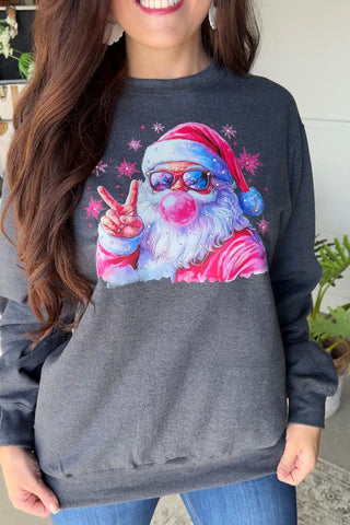 Bubble Santa Sweatshirt Charcoal Sweatshirt The Crystal Ranch
