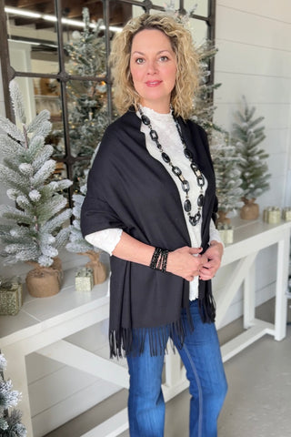 Cora Black Cashmere Wrap/Scarf Scarf Wona Trading