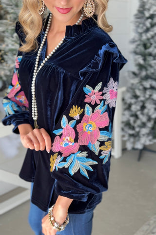 Velvet Beauty Navy Shirts & Tops Jodifl